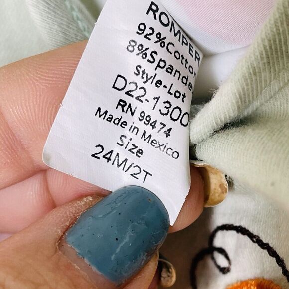 Ricrac & Ruffles Infant Girls Size 24 Months 2T plaid fall pumpkin romper - Picture 5 of 6